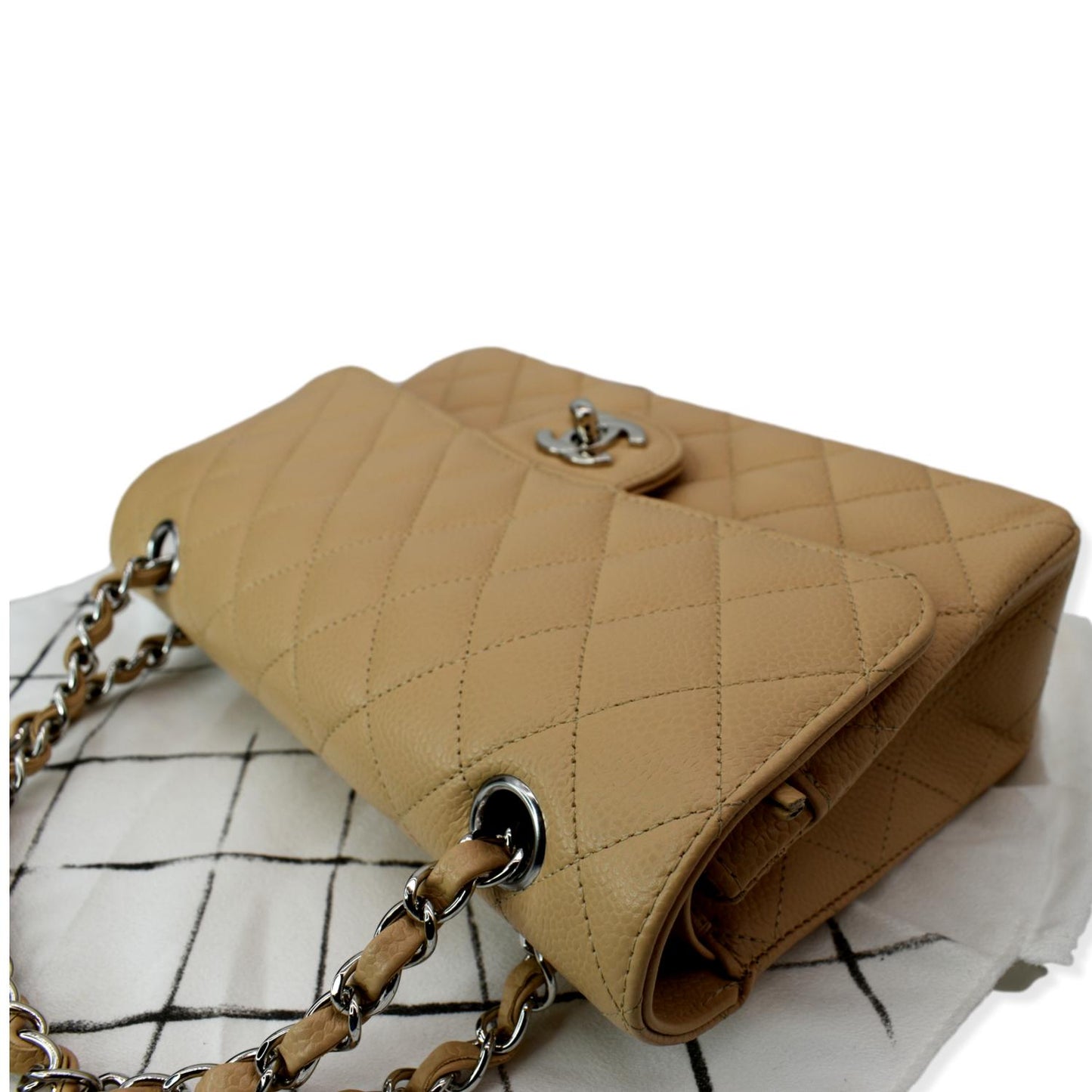 CHANEL Classic Double Flap Medium Leather Shoulder Bag Camel Beige