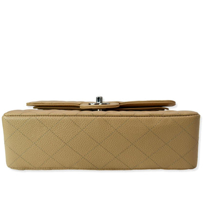 CHANEL Classic Double Flap Medium Leather Shoulder Bag Camel Beige