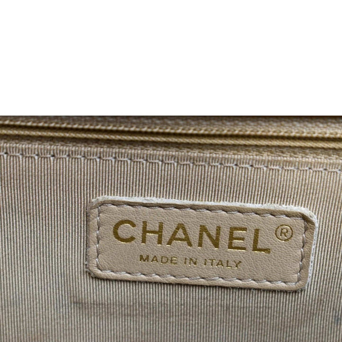 CHANEL Medium Boy Flap Leather Shoulder Bag Beige