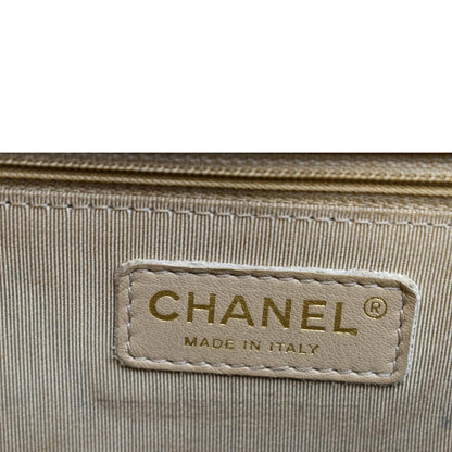 CHANEL Medium Boy Flap Leather Shoulder Bag Beige