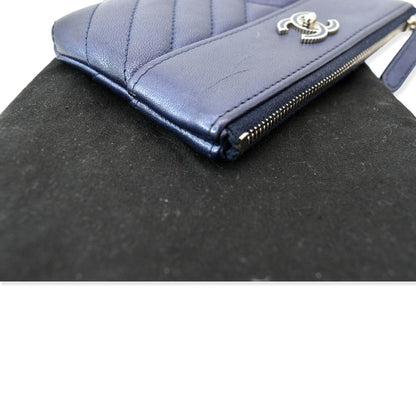 CHANEL Small Vintage Mademoiselle Leather Cosmetic Case Blue