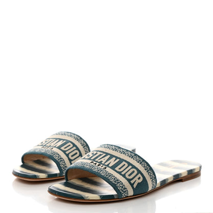 CHRISTIAN DIOR DWAY D-STRIPES EMBROIDERED MULES