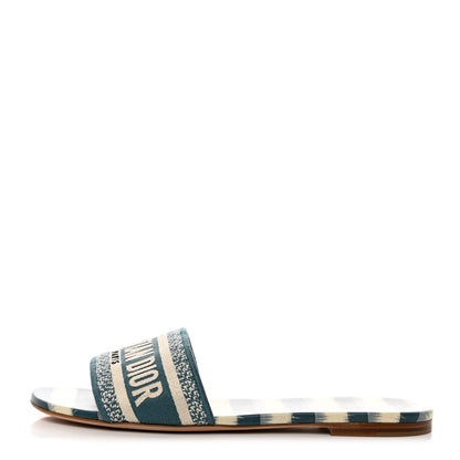 CHRISTIAN DIOR DWAY D-STRIPES EMBROIDERED MULES