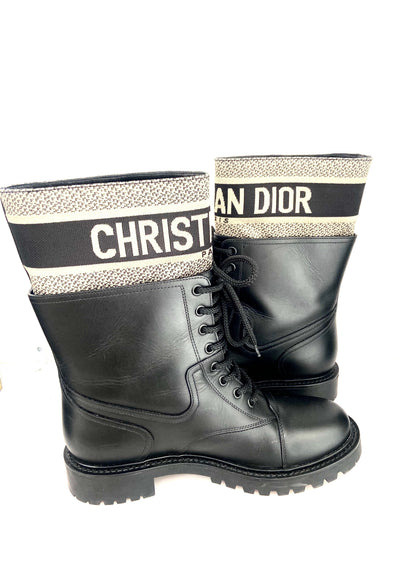 CHRISTIAN DIOR CALFSKIN TECHNICAL FABRIC D-MAJOR ANKLE BOOTS