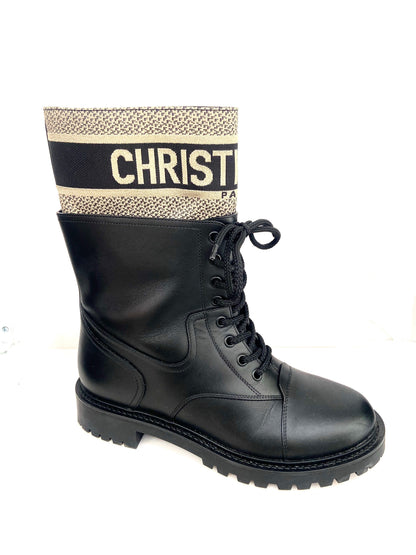CHRISTIAN DIOR CALFSKIN TECHNICAL FABRIC D-MAJOR ANKLE BOOTS