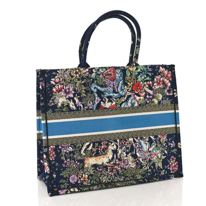 DIOR CANVAS EMBROIDERED LARGE D-CONSTELLATION BOOK TOTE