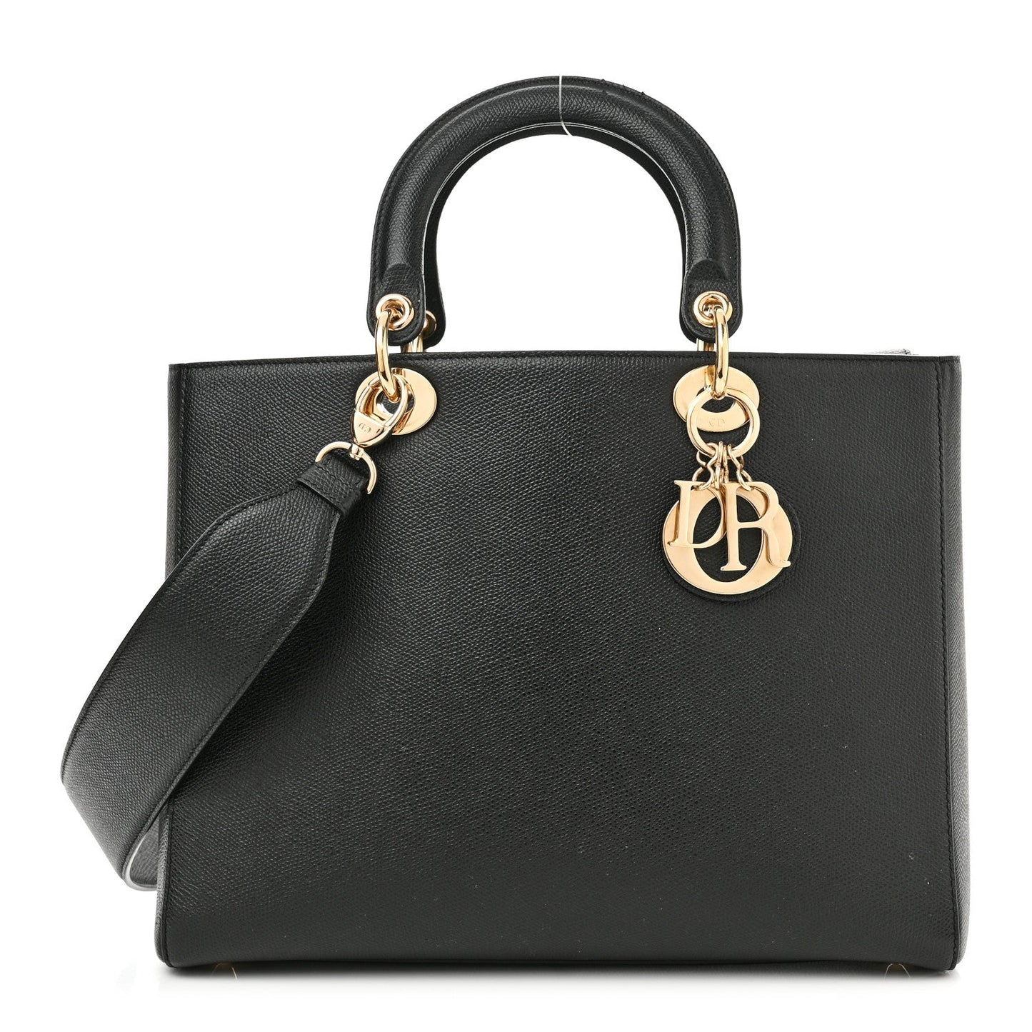 CHRISTIAN DIOR GRAINED CALFSKIN LARGE LADY DIOR BAG