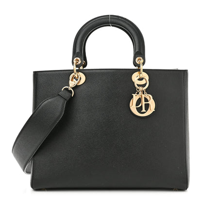 CHRISTIAN DIOR GRAINED CALFSKIN LARGE LADY DIOR BAG