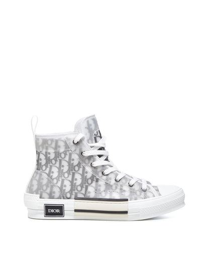 DIOR MEN'S B23 OBLIQUE CANVAS HIGH TOP SNEAKERS