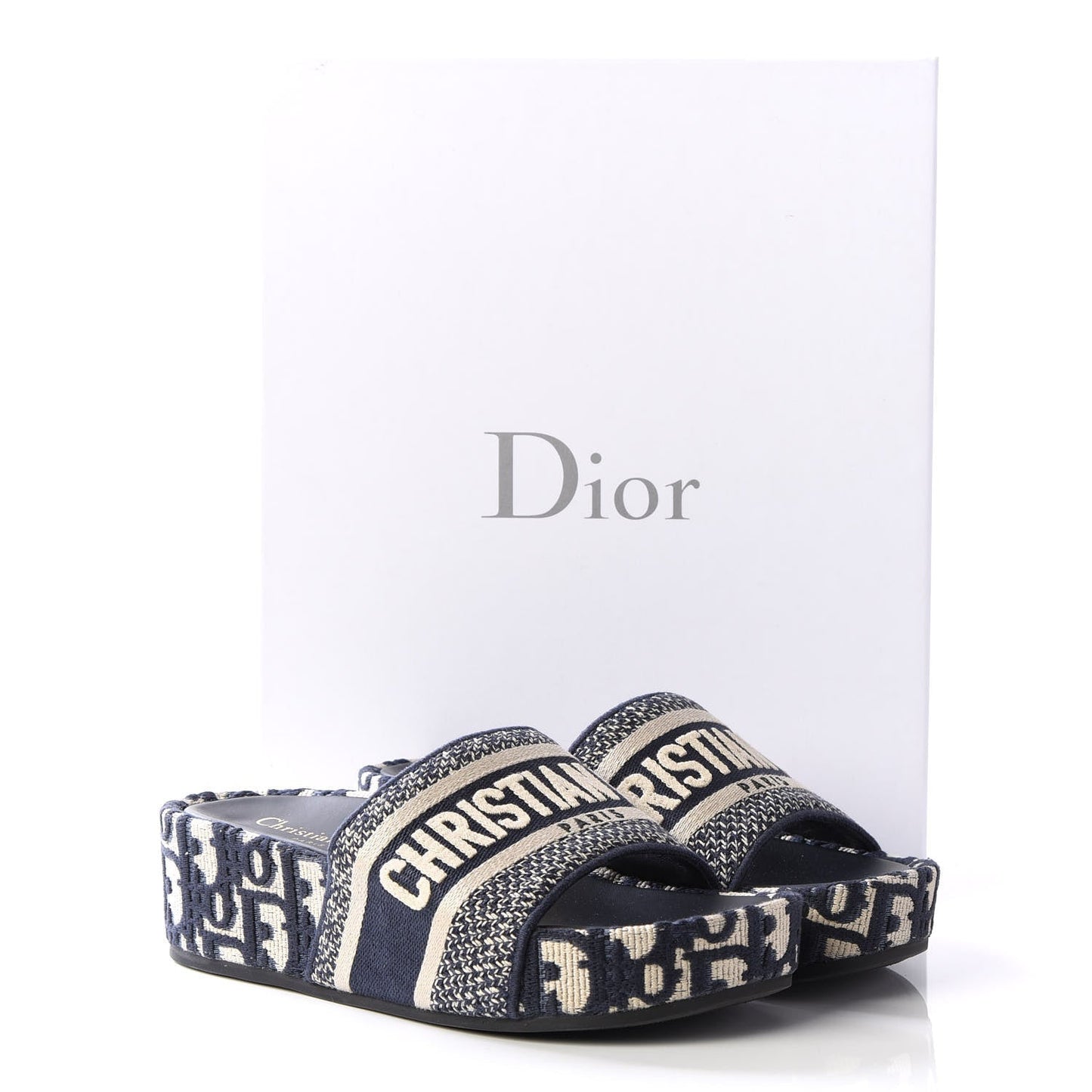 DIOR OBLIQUE D-WAY PLATFORM SANDALS DEEP BLUE