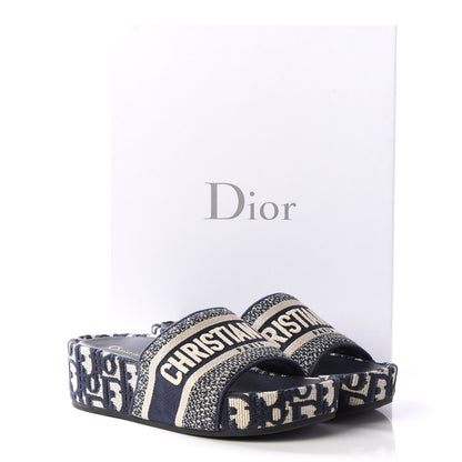 DIOR OBLIQUE D-WAY PLATFORM SANDALS DEEP BLUE