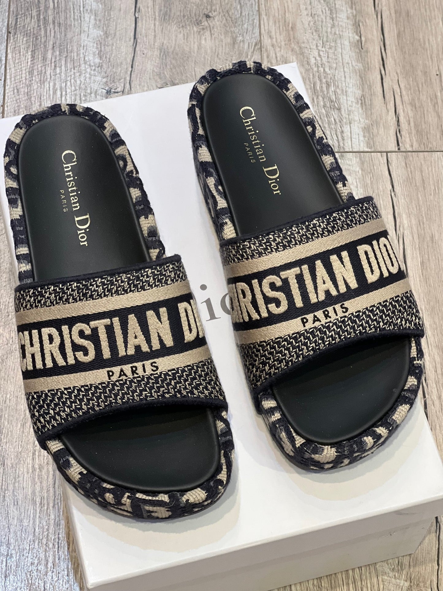 DIOR OBLIQUE D-WAY PLATFORM SANDALS DEEP BLUE