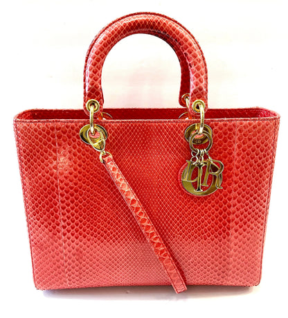 DIOR PYTHON LEATHER LARGE LADY DIOR BAG