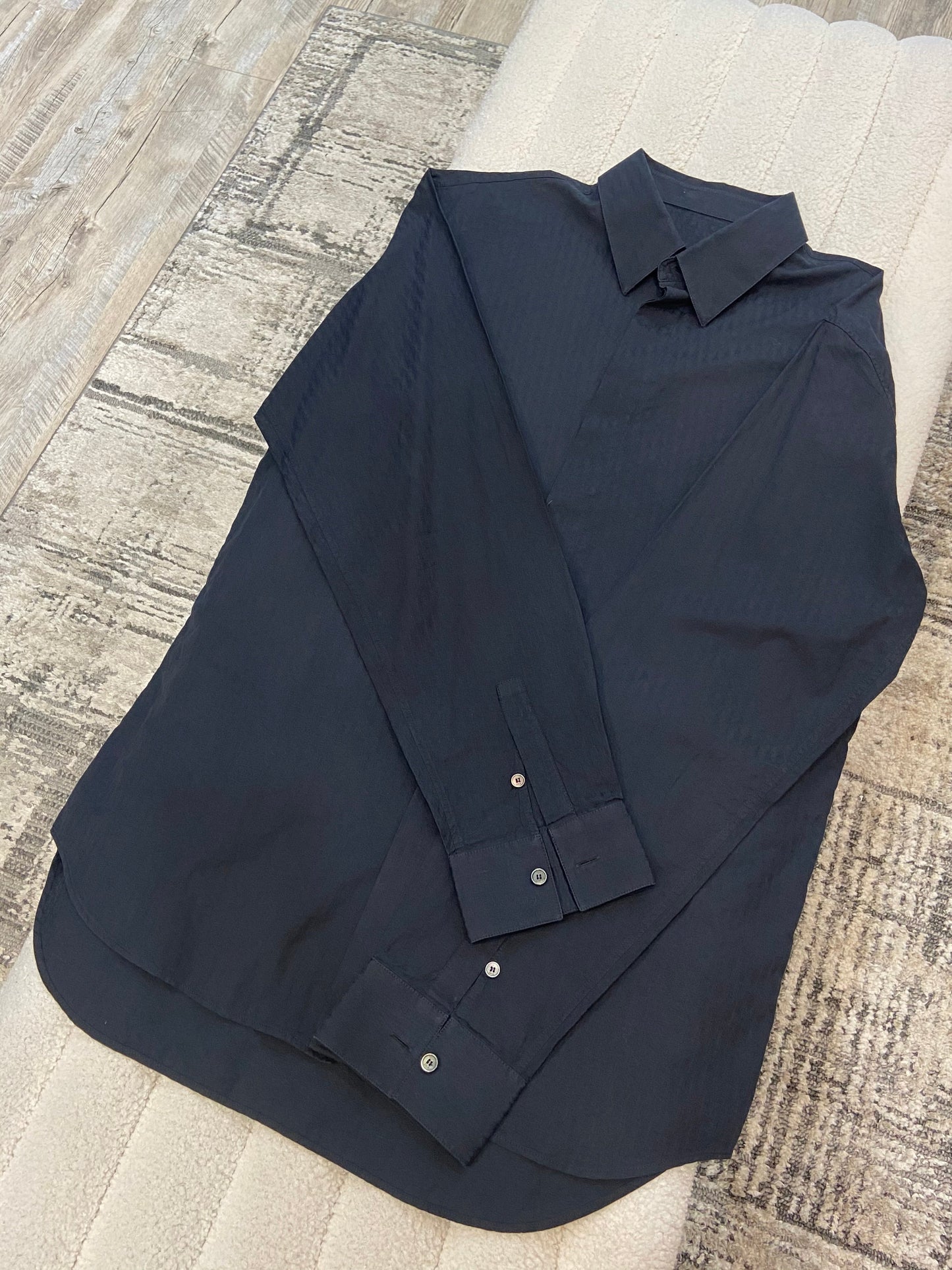 DIOR ESSENTIALS OBLIQUE BLUE BUTTON DOWN SHIRT