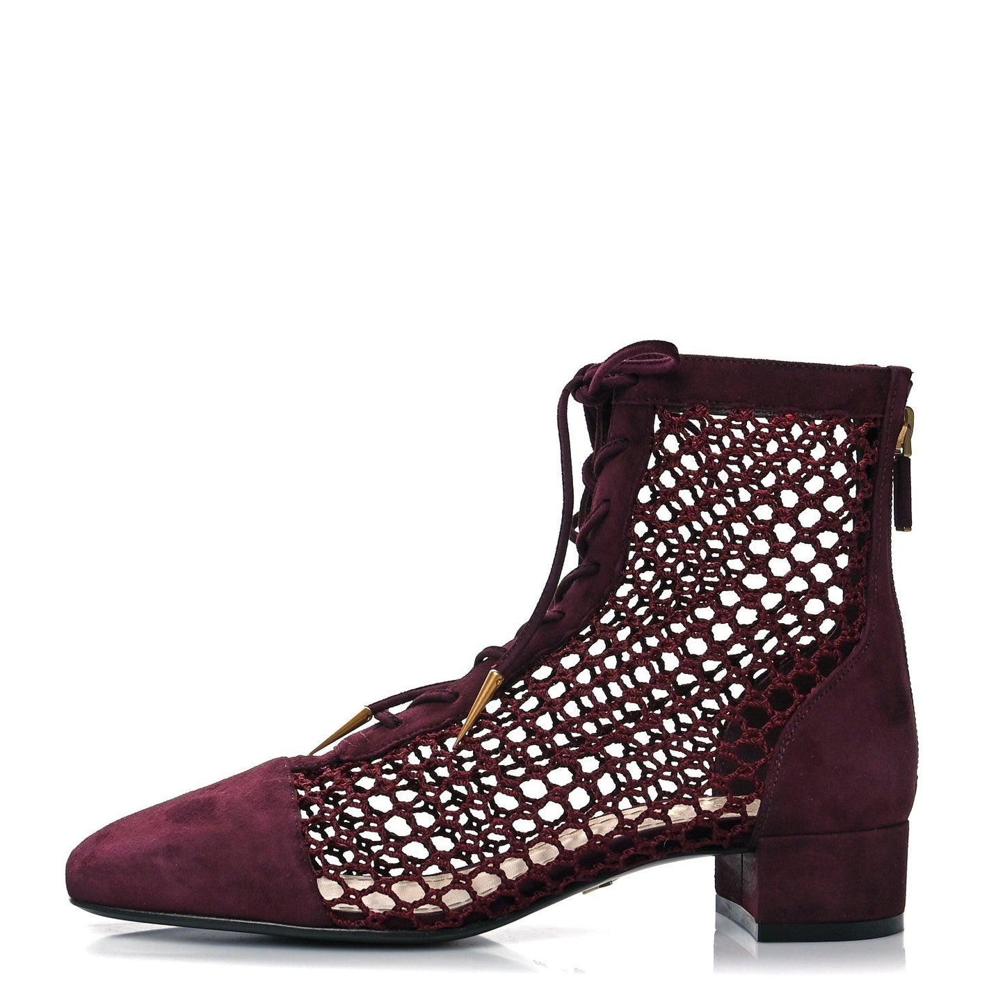 DIOR SUEDE CALFSKIN FISHNET NAUGHTILY D ANKLE BOOTS