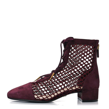 DIOR SUEDE CALFSKIN FISHNET NAUGHTILY D ANKLE BOOTS