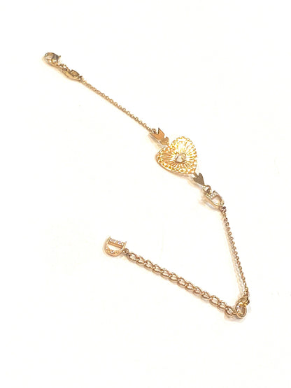 CHRISTIAN DIOR VINTAGE HEART CRYSTAL D LOGO BRACELET