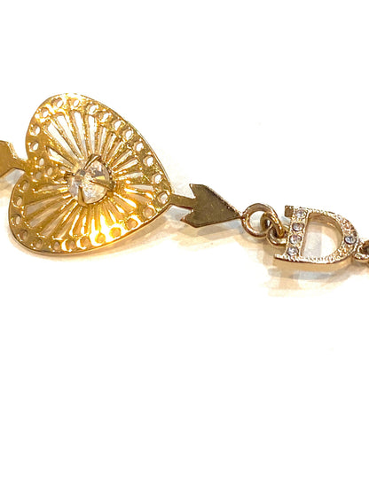 CHRISTIAN DIOR VINTAGE HEART CRYSTAL D LOGO BRACELET