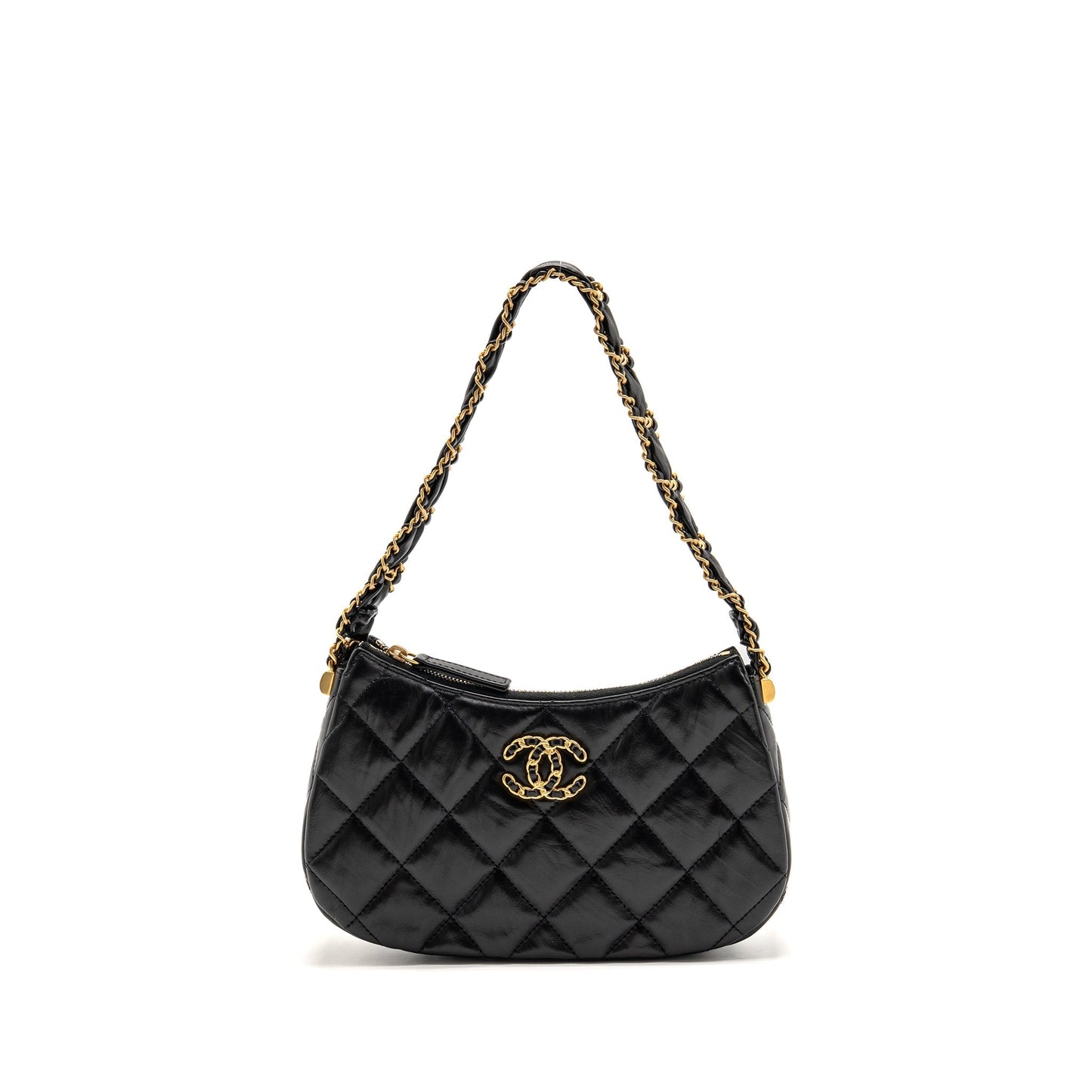 Chanel 23K 19 Hobo Shoulder Bag Calfskin Black GHW (Microchip)