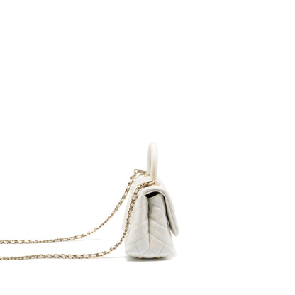 Chanel Mini Coco handle caviar iridescent white LGHW