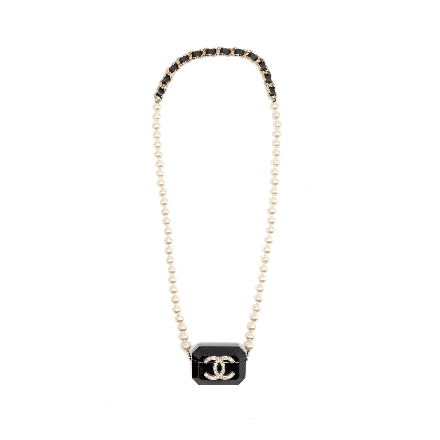 Chanel AirPods Case with Pearl Chain Black LGHW