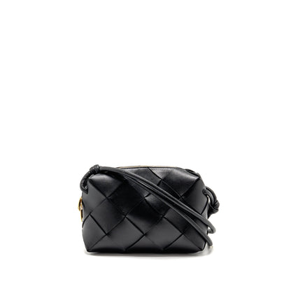 Bottega Veneta Cassette Camera Purse Smooth Intreccio Leather Black