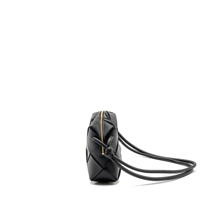 Bottega Veneta Cassette Camera Purse Smooth Intreccio Leather Black