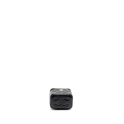 Chanel Pearl Crush Mini Vanity with Chain Lambskin Black GHW (Microchip)