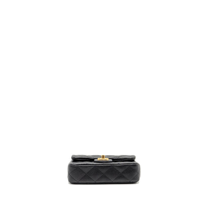 Chanel Coco Love Flap Bag Adjustable Chain Caviar Black GHW (Microchip)