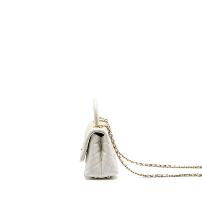 Chanel Mini Coco handle caviar iridescent white LGHW