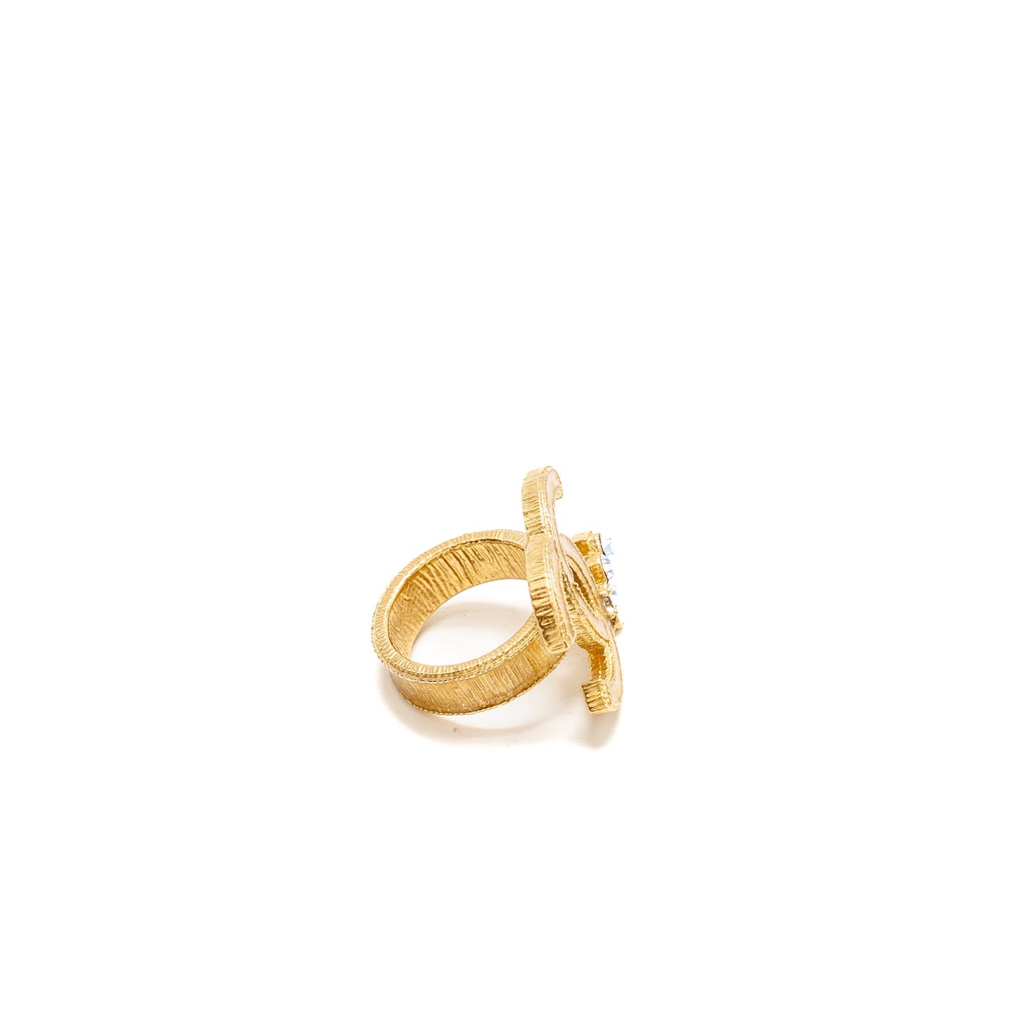 Chanel CC logo ring light gold tone