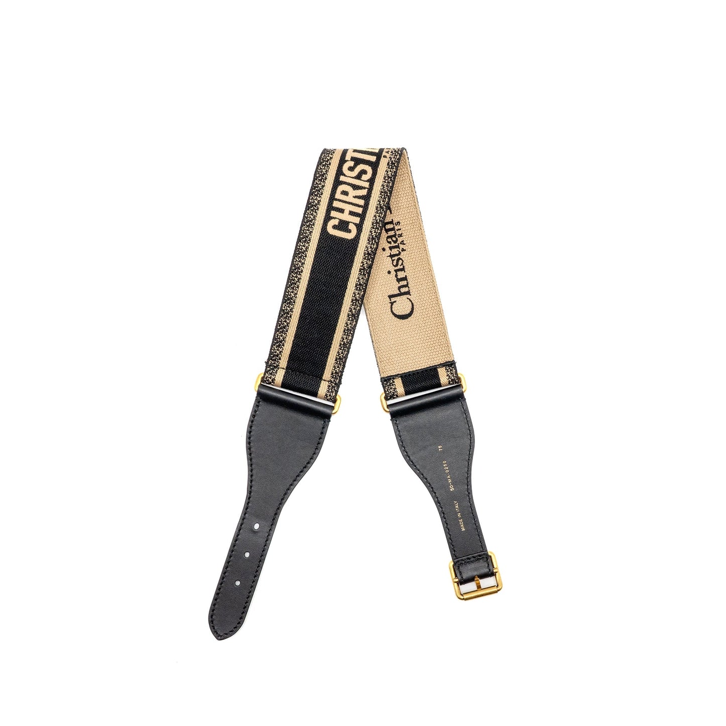 Dior size 75 Belt fabric / leather black / beige