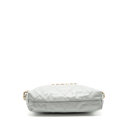 Chanel Small 22 Bag Shiny Calfskin Light Blue GHW (Microchip)