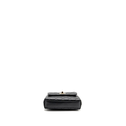 Chanel Coco Handle Mini Clutch with Chain Caviar Black LGHW (Microchip)