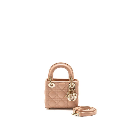 Dior Micro Lady Dior Cannage Lambskin Rose Des Vents
