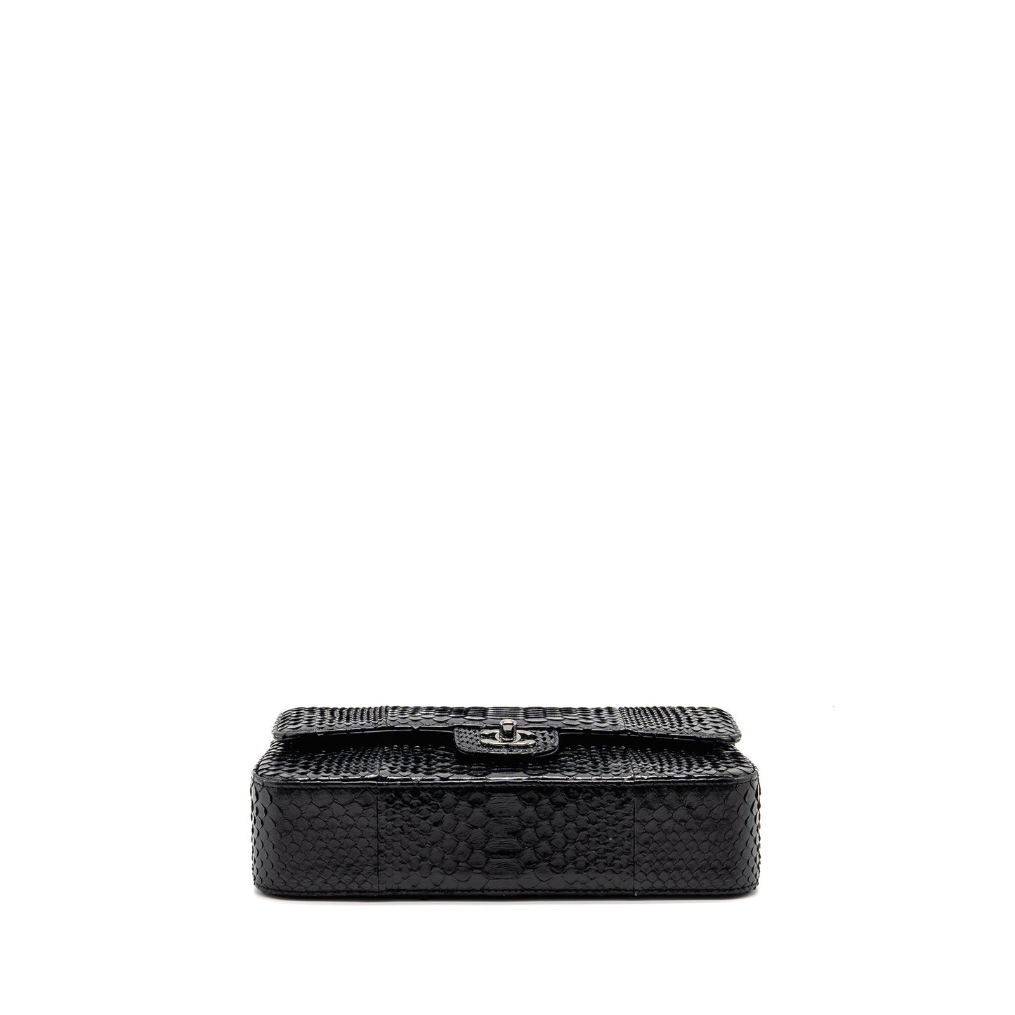 Chanel Medium Classic Double Flap Bag Python Black SHW