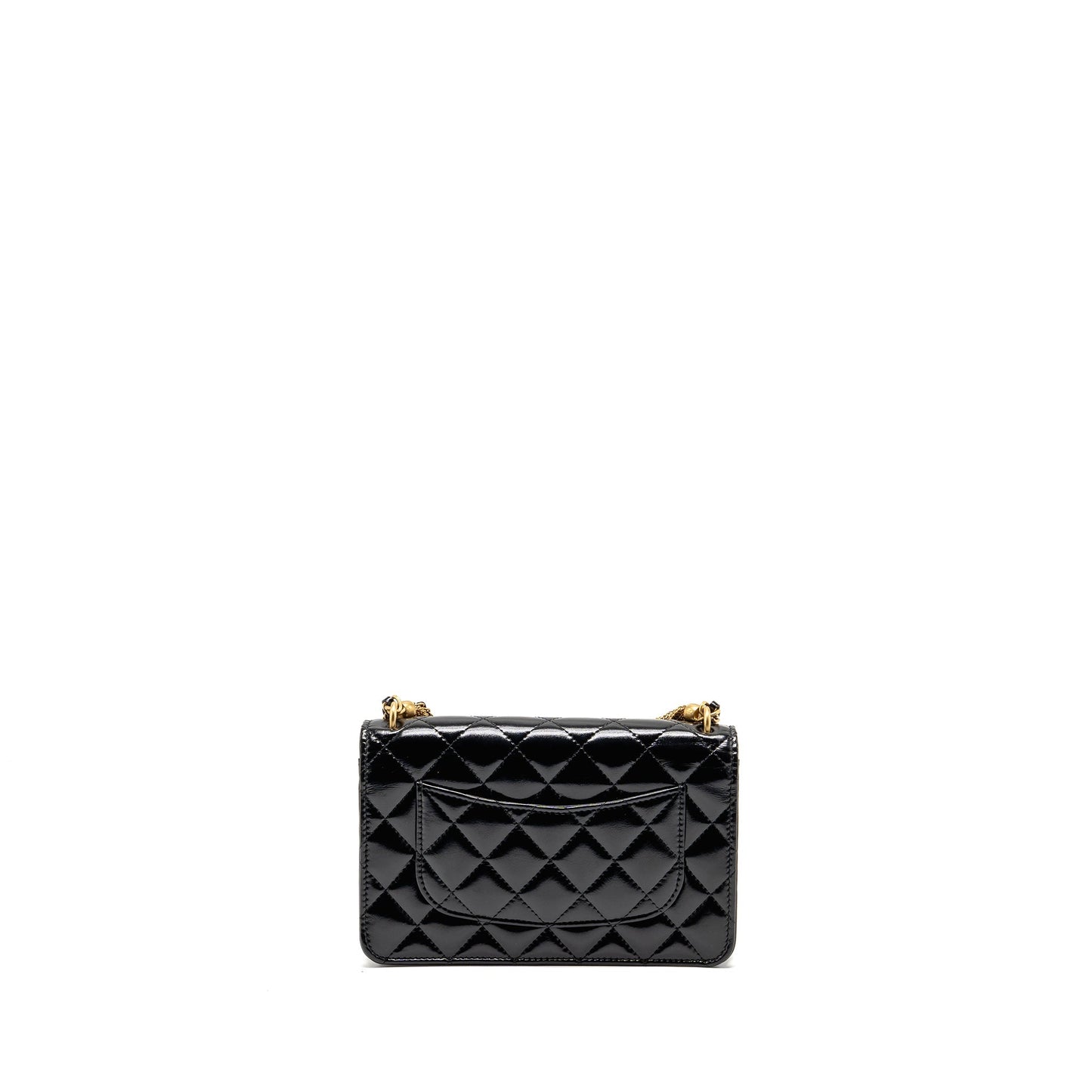 Chanel 24A Detailed Chain Wallet on Chain Shiny Calfskin Black GHW (Microchipï¼