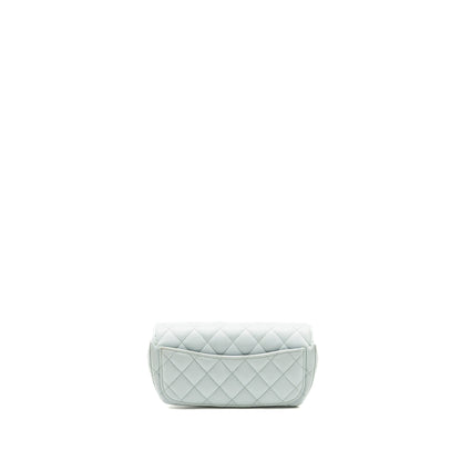 Chanel Sunglasses Case Clutch with Chain Caviar Light Blue SHW