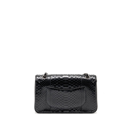 Chanel Medium Classic Double Flap Bag Python Black SHW