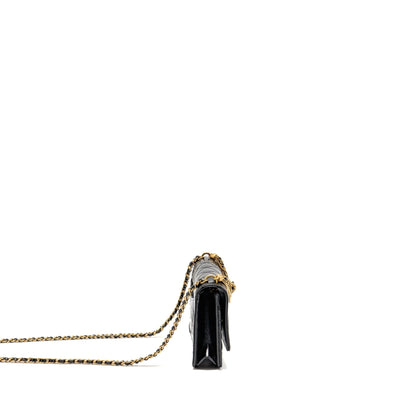 Chanel 24A Detailed Chain Wallet on Chain Shiny Calfskin Black GHW (Microchipï¼