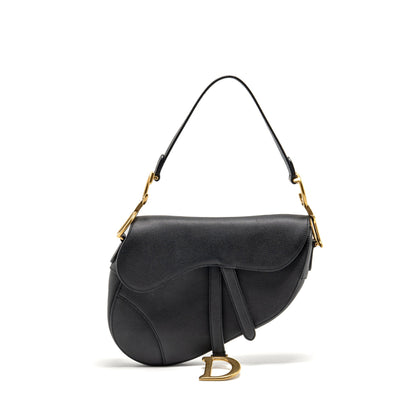 Dior Medium Saddle Purse Calfskin Black