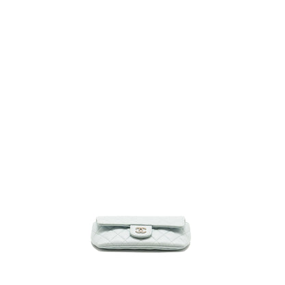 Chanel Sunglasses Case Clutch with Chain Caviar Light Blue SHW