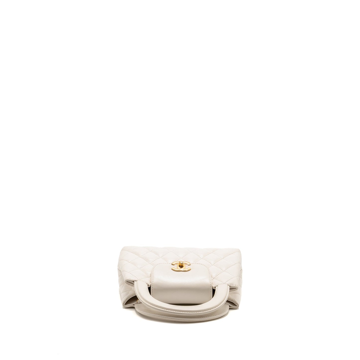 Chanel Mini Kelly Shopping Tote Bag Calfskin White GHW (Microchip)