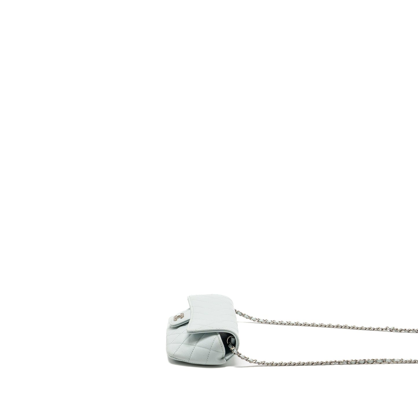 Chanel Sunglasses Case Clutch with Chain Caviar Light Blue SHW