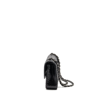 Chanel Medium Classic Double Flap Bag Python Black SHW