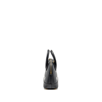 Balenciaga Ville Graffiti Top Handle Bowling Purse Grained Calfskin Black/White