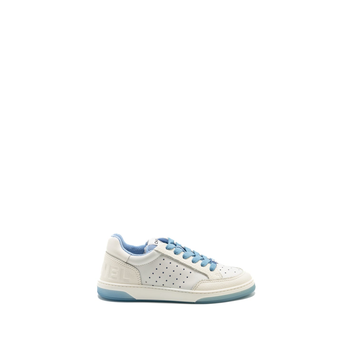 Chanel Size 37 Runner Tennis Sneakers Leather Blue/White