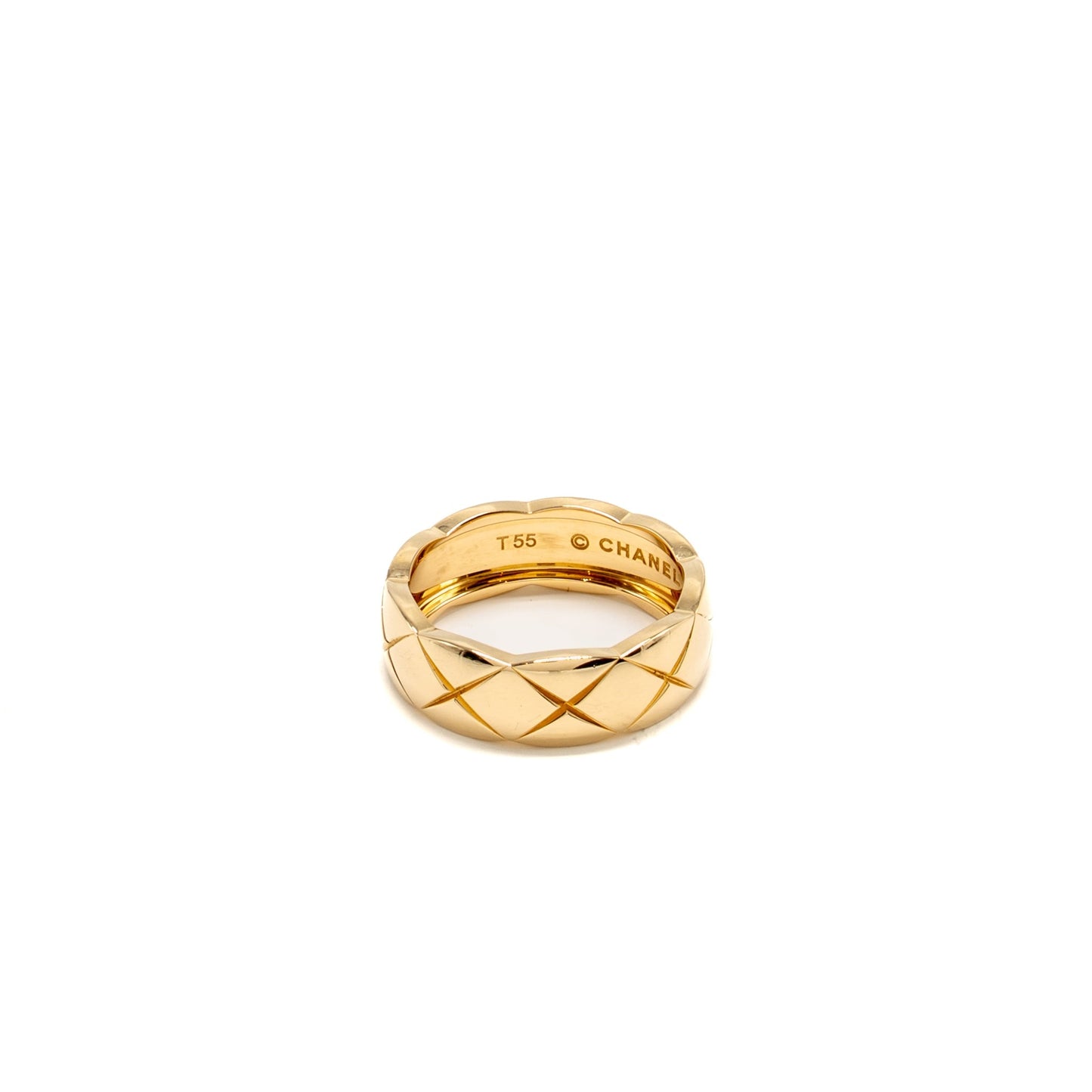 Chanel Size 55 Coco Crush Ring Small Version Quilted Motif Beige Gold
