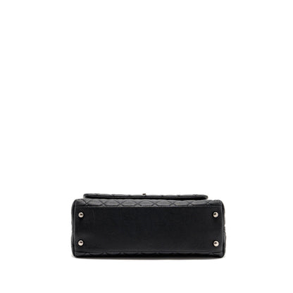 Chanel Medium Coco Handle Flap Bag Lizard Embossed Handle Caviar Black Ruthenium Hardware