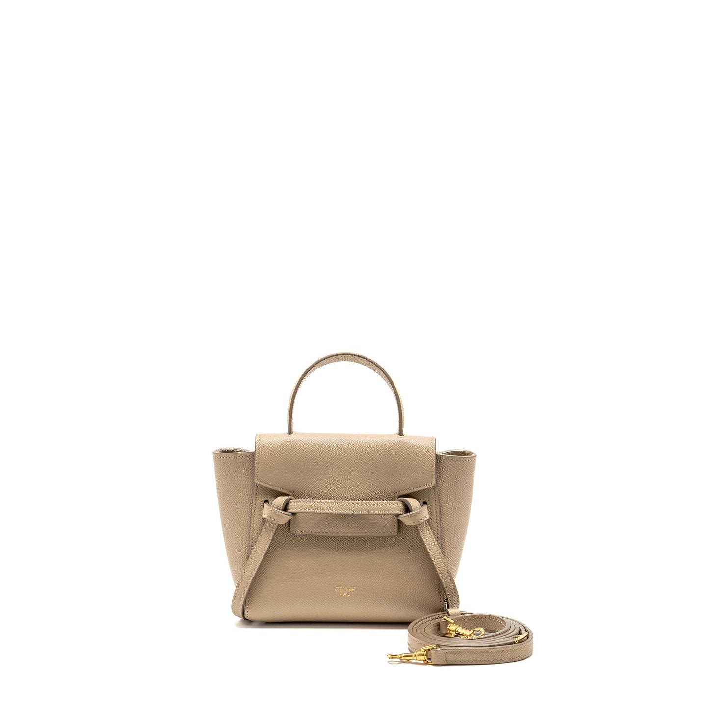 Celine Pico Belt Purse Grained Calfskin Beige